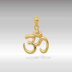 Introducing our 14K Gold Polished Om Charm Pendant Necklace, a piece that beautifully merges spiritual significance with elegant design. This exquisite necklace features the sacred Om (or Aum) symbol, a cornerstone in various spiritual traditions, especially within yoga and meditation practices. Crafted with precision in lustrous 14K gold, this pendant shines with a polished finish, bringing a touch of radiance and mindfulness to your daily attire. The Om symbol represents the universe's essence Symbolic Necklaces For Meditation And Festivals, Symbolic Jewelry For Puja And Festivals, Symbolic Jewelry For Diwali Puja, Symbolic Jewelry For Puja And Diwali, Symbolic Jewelry For Puja During Diwali, Symbolic Necklaces For Puja And Festivals, Symbolic Yellow Gold Jewelry For Puja, Aum Symbol, Om Jewelry