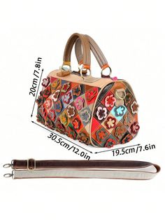 This Blooming Leather Boston Bag is a handcrafted, floral colorblock tote designed specifically for women. Made with high-quality leather, this bag boasts durability and style. With a unique combination of colors and beautiful floral accents, it's the perfect accessory for any fashion-forward woman. Color : Multicolor Bag Size : Small Type : Shoulder Tote Bag, Top Handle Bag Pattern Type : All Over Print Material : Genuine Leather Bag Height Bag Length Bag Width 20 30.5 19.5 Color Block Tote, Genuine Leather Bags, Boston Bag, Bag Handmade, Shoulder Tote Bag, Handle Bag, Shoulder Tote, High Quality Leather, Bag Pattern