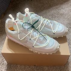 Off White Sneakers, Never Worn. White Sneakers, Mens Shoes Sneakers, Baby Blue, Nike Men, Nike Shoes, Shoes Sneakers, Men's Shoes, Off White, Blue And White