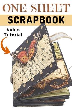 the one sheet scrapbook is shown with instructions to make it look like an old book