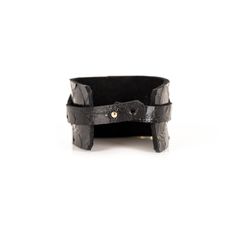 Leather bracelet made of two layers of premium black Italian leather. The Buckle Black Leather Cuff has an adjustable double-snap closure. This unique artisanal handmade cuff is a distinctive fashion statement to any wardrobe. This bracelet is a great gift for women. DETAILS 1.57" width 7" length Double Snap Closure Black Gold Plated Buckle 100% genuine Italian Leather Handmade Made in USA Luxury Adjustable Leather Bracelet For Everyday Wear, Adjustable Modern Black Wristband, Modern Adjustable Black Wristband, Adjustable Leather Cuff Bracelet For Formal Occasions, Elegant Leather Wrap Bracelet, Chic Adjustable Double Band Bracelet, Leather Double Band Bracelet With Leather Strap, Adjustable Leather Cuff Bracelet, Elegant Style, Adjustable Leather Wristband With Bracelet Strap