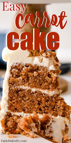 a close up of a slice of carrot cake on a plate