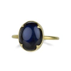 From the moody blue depths comes this 18k yellow gold ring from Gabriella Kiss, featuring an oval 4.15ct spectrolite cabochon set in the artist’s signature four scalloped bezel. Stone measures 3/8" x 1/2” on a thin round band. Size 7. Handcrafted in Hudson Valley, NY, U.S. Gabriella Kiss, Hudson Valley Ny, Set Rings, 3 Stone Rings, Cabochon Ring, 18k Yellow Gold Ring, Enamel Ring, Oval Stone, Yellow Gold Ring