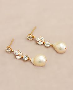 Gold Crystal and Baroque Pearl Post Wedding Earrings Delicate Baroque Pearl Earrings For Wedding, White Baroque Pearl Bridal Earrings For Wedding, Dangle Baroque Pearl Bridal Earrings, Baroque Pearl Drop Earrings For Wedding, Wedding Baroque Pearl Earrings With Pearl Charm, Wedding Earrings With Baroque Pearl Charm, Wedding Baroque Pearl Earrings In Pearl White, Pear-shaped Baroque Pearl Earrings For Weddings, Teardrop Baroque Pearl Earrings For Wedding