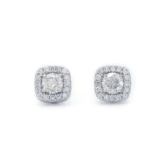 The Rosemary Earrings Make a wonderful impression with these beautiful halo stud earrings. Crafted in 14K white gold, each breathtaking earring features lustrous I-J, VS-SI center lab grown diamond for a 0.70 carat total weight combined, wrapped in a frame of shimmering petite lab-created diamonds with a total weight of 0.30 carats. Polished to a bright shine, these post earrings secure comfortably with friction backs. This Sku number is 456709 An IGL certificate can be requested, please allow t Classic Moissanite Earrings With Halo Setting, Classic Moissanite Earrings With Halo Design, Dazzling Formal Cluster Earrings With Halo Setting, Dazzling Cluster Earrings With Halo Setting For Formal Events, Anniversary Halo Design Lab Grown Diamond Earrings, Classic Moissanite Diamond Earrings In Halo Setting, Anniversary Halo Cluster Earrings With Cubic Zirconia, Classic Moissanite Diamond Earrings With Halo Setting, Dazzling White Diamond Earrings With Halo Design