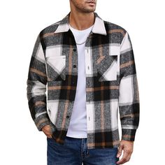 Season:Spring   Fall,Winter; Fabric:Flannel; Sleeve Length:Long Sleeve; Look After Me:Hand wash,Washable; Gender:Men's; Style:Comfortable,Fashion,Casual; Tops Type:Shirt,Flannel Shirt,Overshirt; Occasion:Street,Daily,Casual,Outdoor; Pattern:Plaid; Listing Date:09/20/2024 Green Khaki Jacket, Mens Fall Outfits, Plaid Print Shirt, Button Shirts Men, Mens Lightweight Jacket, Shirt Jacket Men, Streetwear Shirts, Winter Plaid, Mens Jackets Casual