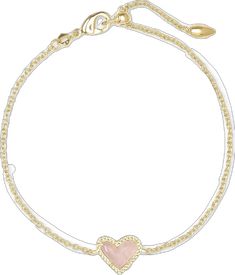 Kendra Heart Necklace, Kendra Scott Heart Bracelet, Kendra Scott Heart Necklace, Kendra Scott Gold Necklace Pink, Kendra Scott Heart Necklace Hot Pink, Gold Chain Bracelet, Gold Bracelet Chain, Sandals For Sale, Dillard's