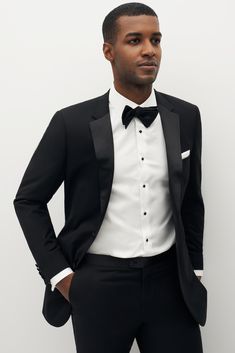 Nothing says timeless like a classic black tuxedo. We love this tux! Pair with our classic black tuxedo pants and a vest to complete your black tie look. Wedding Men Outfits, Men Outfits Formal, Wedding Men Outfit, Black Tux Groom, Groom Black Tuxedo, All Black Tuxedo, Black Tie Wedding Attire, Courthouse Ceremony, Black Tuxedo Wedding