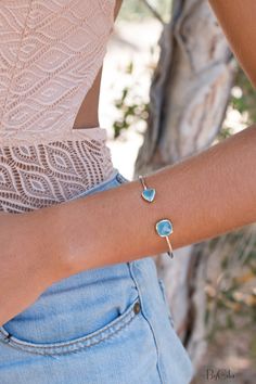 Blue Chalcedony Bangle Bracelet *Gold Plated 18k or Silver Plated* Gemstone * Gypsy * Adjustable * Statement * Stacking * Layering * BJB009A Mixed Metal Rings, Summer Bracelet, Peace And Joy, Summer Bracelets, Aqua Chalcedony, Bracelet Blue, Gold Bangle Bracelet, Silver Plated Jewelry, Blue Chalcedony