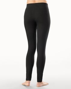 Our favorite leggings, specially designed with a wide, tummy-holding waistband and soft, slimming stretch. Pair with tunics, tees and our relaxed knit wraps and stay comfy all day. Pull-on style with flat elastic waistband. Sizes XS-XXL. 27" inseam. 95% Rayon, 5% Spandex. Machine wash. Imported. From our collection of luxuriously soft lounge separates. Fitted Everyday Fall Leggings, Full Length Leggings With Wide Waistband For Fall, Everyday Fall Leggings, Versatile Tight Leggings For Everyday, Everyday Comfort Stretch Elastane Activewear, Comfort Stretch Leggings With Waistband For Pilates, Elastane Leggings With 5-inch Inseam, Fitted Full-length Pull-on Leggings, Versatile Everyday Tight Bottoms