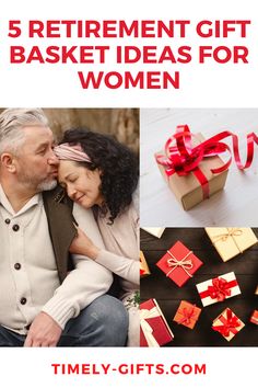 a man and woman sitting next to each other with presents in front of them