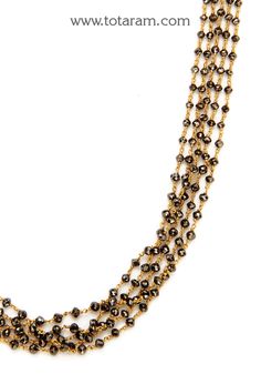 22 Karat Gold '5-Lines' Necklace For Women with Black Diamonds
  Black Diamonds  : 20.350 ct   - 235-GN3016 - in 15.350 Grams for USD $1689.75. 
Made in India by Totaram Jewelers Online this product is in Gold - 22 Karat BIS Hallmark 916 KDM Gold  & is an excellent gift for Adult - Women. Ships fully insured with secured guaranteed delivery for free with your order over $250 from New Jersey USA & comes with 30 days exchange policy. Fine Jewelry In Gold With Black Diamonds, Fine Jewelry With Black Diamonds In Gold, Fine Jewelry Gold Jewelry With Black Diamonds, Fine Jewelry Gold With Black Diamonds, Gold Faceted Multi-strand Jewelry, Gold Jewelry With Round Black Spinel, Gold Jewelry With Black Spinel, Gold Necklaces With Black Diamonds, Gold Fine Jewelry With Faceted Beads