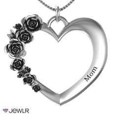 They say the way to a woman’s heart is with flowers and jewelry. Give her the best of both worlds with this clustered rose engraved heart pendant. Personalize this item with your choice of metal and engraving. An elegant 18" chain is included with this pendant. Flowers And Jewelry, Rose Heart, S Heart, Rosé Heart, Photo Pendant, Personalized Pendant, Custom Pendants, Silver Prices, Gold Price