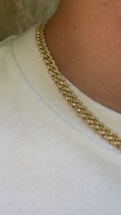 Luxury Gold Chain Necklaces For Anniversary, Luxury Formal Yellow Gold Cuban Link Necklace, Luxury Gold Plated Cuban Link Necklace In Yellow Gold, Luxury Yellow Gold Cuban Link Jewelry, Gold Iced Out Round Diamond Necklace, Gold Cuban Link Tennis Necklace, Gold Iced Out Diamond Necklace For Formal Events, Gold Iced Out Round Tennis Necklace, Gold Iced-out Tennis Necklace