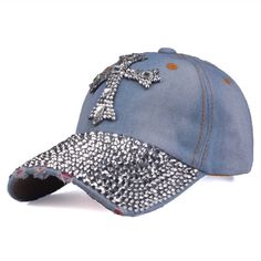 Inspired by cyber Y2K, this baseball cap decorated with rhinestones will take your selfie game to another level. Y2k Bags, Y2k Cardigan, Cardigan Y2k, Hippie Top, Denim Baseball Cap, Foot Bracelet, Hippie Costume, Cap For Men, Smart Outfit