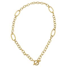 Mix up your look with the distinctive style of this Adorina mixed link necklace. Clasp: toggle Nickel free Metal: stainless steel Chain length: 16 in. chain Packaging: pouch Plating: 14k gold Finish: polished Chain type: link Size: 16". Color: Gold Tone. Gender: female. Age Group: adult. Elegant Link Chain Necklace With Toggle Clasp, Elegant Metal Toggle Necklace With Rectangular Links, Elegant Toggle Necklace With Cable Chain Link, Gold Chain Link Lariat Necklace, Everyday Chain Necklace With Spring Ring Clasp, Classic Metal Toggle Necklace With Chain Link, Everyday Toggle Link Necklace, Everyday Link Toggle Necklace, Elegant Metal Toggle Necklace With Oval Link