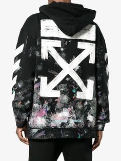 Off-White diagonal stripe print galaxy hoodie White Hoodie Outfit, White Hoodie Men, White Cloth