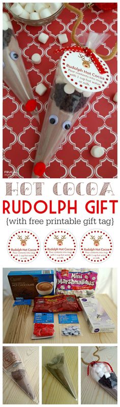 the instructions for how to make rudolph gift with free printables