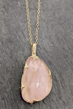 Handmade 14k Gold Pink Jewelry, Handmade Pink 14k Gold Jewelry, Exquisite 14k Gold Pink Jewelry, Delicate Pink Gold Jewelry With Gemstone, Exquisite Pink 14k Gold Jewelry, Gold Rose Quartz Pendant Jewelry, Gold Pendant With Rose Quartz, Fine Jewelry Gold With Large Stone, Gold Fine Jewelry With Large Stone