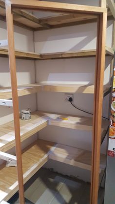 the shelves are empty and ready to be put into the pantry for storage or remodeling