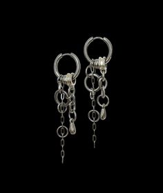 "These punk rock earrings emulate bubbles as they dangle from your ears. They're both ethereal and grunge-inspired, elevating your look. The design of these earrings is very intricate but they can get tangled, so be careful to store them safely!  This piece is hypoallergenic, as well as lead and nickel-free. For optimal care, be sure to keep away from moisture! Inner hoop diameter: 14 mm Tip: all my earrings come in pairs, meaning that \"1 quantity\" equals one pair. ;)" Subversive Earrings, Grunge Earrings Aesthetic, Grunge Jewelry Earrings, Spiky Jewelry, Edgy Silver Earrings, 90's Jewelry, Alt Earrings, Dreamy Earrings, Emo Earrings