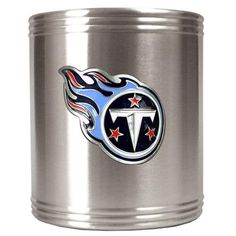 a metal canister with the tennessee titans logo on it