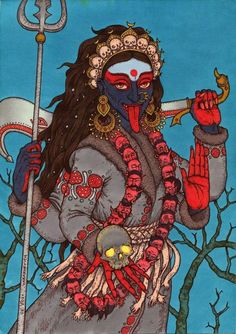 Kali Tattoo, Goddess Kali Images, Tantra Art, Kali Mata, Kali Goddess, Vedic Art, Mythology Art, Goddess Art