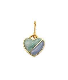 Heart Pendant in Ocean. Large charm with amazonite and angelite heart set in gold-plated brass Modern Jewelry With Heart Charm For Gift, Modern Jewelry With Heart Charm As Gift, Elegant Everyday Amazonite Jewelry, Modern Heart Charm Jewelry For Everyday, Modern Everyday Jewelry With Heart Charm, Modern Double Heart Jewelry For Gifts, Green Double Heart Charm Jewelry, Green Double Heart Jewelry With Heart Charm, Green Heart-shaped Charms Jewelry