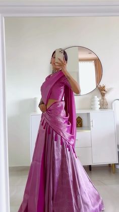 Saree Ghagra Style, Saree Model Dress, Drape Saree On Lehenga, Lehenga Designs Saree, Saree Ka Lehnga Design, New Style Saree Wearing, Wearing Saree As Lehenga, How To Wear A Saree Like A Lehenga, Saree Lengha Style