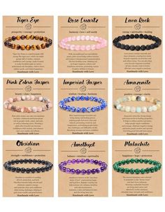 Chakra Beaded Bracelets, Healing Stones And Crystals Meanings Bracelets, Bracelet Stone Beads, Crystal Bracelet Design, Bracelets Crystal Beads, Tiger Eye Bracelet For Women, Bracelet Set Ideas, Stone Bracelet Ideas, Stone Jewelry Diy