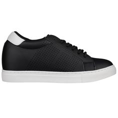 The CALTO H0831 combines athletic characteristic with a contemporary look to create this iconic style. Simple and fun athleisure sneaker to rock out with a pair of short or jean. The combination of micro-perforated accent and leatherette finished detail makes this impeccably crafted sneaker the crowd's favorite. Features: Style: Low top classic height increase sneakers. Simple and clean lace up. Width: Standard (D or Medium). Accommodates a regular width. Weight: 16 oz. *Based on 7.5 US. Actual Custom High-top Sneakers With Perforations For Sports, High-top Custom Sneakers With Perforations For Sports, Dynamic High-top Sneakers With Perforations, Sporty Sneakers With Perforations For Streetwear, Sporty Streetwear Sneakers With Perforations, Custom High-top Sneakers With Perforated Toe Box, Sports High-top Sneakers With Perforated Toe Box, Black Perforated Sneakers For Streetwear, Custom High-top Sneakers For Light Sports With Perforations