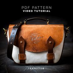 This listing is for PDF pattern to make the bag, not the actual bag! Trapezium is quite an easy project that makes a vintage classy bag with nice lines.  Video Tutorial: https://youtu.be/i09ulJpObjM   Size: approx. 12.5" x 8" x 3.5" Materials:  You can use 5-6 oz leather for the whole thing. I used 8 oz for strap, closure straps and the gusset. It is good to make the gusset out of something really thick and firm.  For the front and back panel I used 4 oz velvety chrome tan, and 3 oz for the top handle loop holders. Also if you decide to make the rear pocket, use something not too thick as well.  Hardware: 2 x 1" swivel hooks (or you can attach the straps directly to D-rings if you want) Rivets or chicago screws 2 x 1" D-rings 2 x 3/4" loops for top handle 8 x button studs (size is up to yo Belt Bag Pattern, Leather Purse Pattern, Leather Handbag Patterns, Backpacks Accessories, Leather Working Patterns, Bag Template, Leather Patterns, Crossbody Saddle Bag, Button Studs