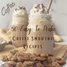 coffee smoothie recipe with whipped cream in mason jars