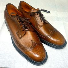 These High Quality Brown Leather Wingtips Oxfords Have Never Been Worn And Are In Excellent Condition. They Are Finished In A Beautiful Chestnut Brown And Were Made In England Expressly For Kaufmann’s Department Stores. The Amazing Thing Is That This Department Store Chain Was Bought By Macy’s In 2006 And Yet These Shoes Are For All Practical Purposes Brand New. Not Only Do You Get Beautiful First Rate Footwear, But A Piece Of History. Incidentally, The Owners Of Kaufmann’s Were The Family Which Casual Brown Pointed Toe Dress Shoes, Classic Brown Oxfords With Round Toe, Brown Goodyear Welted Oxfords With Round Toe, Fitted Brown Oxfords With Rubber Sole, Classic Brown Round Toe Dress Shoes, Classic Brown Dress Shoes With Round Toe, Vintage Wingtip Dress Shoes For Fall, Fitted Brown Moc Toe Dress Shoes, Classic Brown Dress Shoes With Textured Sole