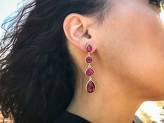 This pair of genuine ruby earrings would be great reward for your self or a great gift for your mother or best friend. Stone name - Ruby Stone shape - Pear, silver 925 plating - Gold plating 18k JULY. Rubies, the birthstone of July, are considered the king of gems and represent love, health and wisdom. It was believed wearing a fine red Ruby bestowed good fortune on its owner. A Ruby is the most valuable gemstone and its value increases based on its color and quality. *Every Item comes in a Gift Red Oval Ruby Earrings, Round Lab-created Ruby Gemstone Earrings, Luxury Ruby Birthstone Earrings, Luxury Red Gemstone Earrings, Pear-shaped Ruby Gemstone Earrings, Ruby Earring, Colorful Gift Wrapping, Gemstone Earrings Gold, 40th Gifts