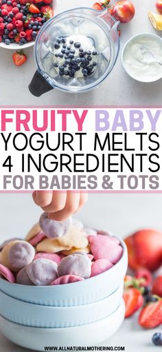 fruity baby yogurt melts 4 ingredients for babies and tots with text overlay