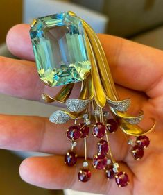 Paul Flato, Ruby Brooch, Diamond Dust, Cz Jewelry, Red Carpet Fashion, Cz Stone, Retro Design, Emerald Cut, Stone Jewelry