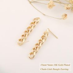 Gold Chain Earrings,Golden Chunky Curb Chain Dangle Dtud Earrings,18k Gold Plated Earrings,Statement Earrings,Punk/Hip Hop EarringsMaterial:18K Gold PlatedItem Name: Chain EarringsPearl Size:8-8.5mmColour:GoldenPackage included : 1 pair Chain Stud EarringsItem No.:AWW-RH293Style: Minimalist Chain EarringsPackage: cloth bag packagingNote:Actual colors of any item or chains may slightly differ from screen to screen due to the screen resolution. We take our pictures in natural light during the day. Box Chain Link Earrings As Gift, Gold-tone Chain Earrings Gold Plated, Gold-tone Drop Earrings With Adjustable Chain, Gold Chain Earrings For Gift, Gold-tone Chain Detail Gold Plated Earrings, Elegant Link Chain Earrings, Elegant Chain Link Earrings, Yellow Gold Link Earrings, Gold Chain Link Earrings Tarnish Resistant