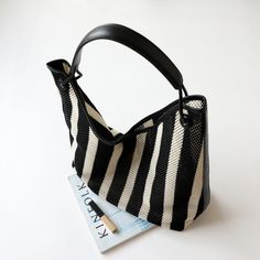 Free U.S. shipping. Style: Kintting , color:Black, suite for season：Spring, Summer, Autumn, Winter ，Anniversary, Going out, Hanging out, Travel, Material Cotton, Black and White Stripe Knit Shoulder Tote Summer Bags Black Shoulder Bag For Spring Daily Use, Black Shoulder Bag For Daily Use In Spring, Black Shoulder Bag For Spring, Spring Beach Black Shoulder Bag, Black Bucket Bag For Spring Vacation, Chic Black Woven Bucket Bag, Summer Black Bucket Bag, Casual Black Hobo Bag For Summer, Spring Vacation Black Bucket Bag