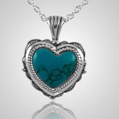 The Etched Turquoise Heart Keepsake Pendant is sterling silver and crafted by an artistic skilled jeweler one at a time. The quality is excellent and the craftsmanship is outstanding. This Keepsake Pendant holds a small amount of remains, a piece of hair or something that is small enough to memorialize your loved one and bring them close to your heart. Artisan Jewelry With Birthstone For Anniversary, Artisan Birthstone Jewelry For Anniversary, Artisan Engraved Heart-shaped Jewelry, Artisan Engraved Heart Jewelry, Artisan Turquoise Jewelry With Polished Finish, Nickel-free Heart Pendant Keepsake Jewelry, Nickel-free Open Heart Keepsake Jewelry, Nickel-free Heart Pendant Jewelry For Keepsake, Keepsake Heart Cut Birthstone Jewelry