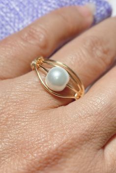 Excited to share this item from my #etsy shop: Pearl Gold Plated Ring, gold wire ring, pearl ring, wire wrapped ring, wedding jewelry, bridesmaid jewelry, special gift for her, wire ring #pearl #lovefriendship #specialgiftforher #bridesmaidjewelry #pearlring Gold Wire Ring, Diy Wire Jewelry Rings, Silver Wire Rings, Diy Bracelets With String, Matching Couple Bracelets, Wire Jewelry Rings, Wrapped Rings, Wire Wrapped Jewelry Diy, Ring Pearl