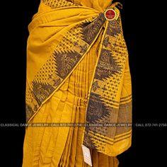 Classical Dance Jewelry Yellow Handloom Pre-draped Saree For Navratri, Traditional Cotton Silk Pre-draped Saree For Puja, Festive Cotton Pre-draped Saree With Zari Weaving, Cotton Pre-draped Saree For Puja During Navratri, Yellow Cotton Silk Pre-draped Saree With Unstitched Blouse, Bollywood Style Cotton Pre-draped Saree For Puja, Transitional Season Yellow Pre-draped Saree, Ceremonial Cotton Silk Traditional Wear With Cutdana, Traditional Fitted Pre-draped Saree With Motifs