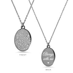 A perfect sympathy gift to remember your special someone. The necklace is engraved with a fingerprint or a photo of your choice on one side and words on the back. Please don't hesitate to message us if you have any questions or ideas! ❤WE SHIP WITHIN 48 HOURS! ❤TO ORDER follow these 3 simple steps: 1) Pick your CHAIN WIDTH and your CHAIN LENGTH in the drop-down menu. Please see photos to get a better idea of the chain to pendant size ratio. Please contact us if a different chain length is needed Thumbprint Jewelry, Thumbprint Necklace, Thumb Print, Engraving Ideas, Fingerprint Necklace, Handwriting Necklace, Thumb Prints, Custom Dog Tags, Fingerprint Jewelry