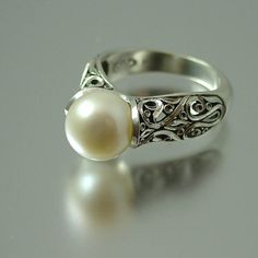 The ENCHANTED Pearl 14K white gold ring by WingedLion on Etsy, $1255.00