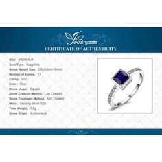 Square Created Blue Sapphire 925 Sterling Silver Ring Fine Jewelry Experience elegance with the Square Created Blue Sapphire 925 Sterling Silver Ring, crafted from solid S925 sterling silver, renowned for its strength and brilliant shine. This piece is not just about aesthetics; it is designed to be tarnish-resistant and hypoallergenic, ensuring comfort for all wearers. Specifications Gem Color: Blue Gem Cut: Square Material: Solid 925 Sterling Silver Metal Stamp: S925 Main Stone: Sapphire Weigh Ring Size Adjuster, Engagement Model, Blue Sapphire Ring, Wedding Band Sets, Blue Gems, Blue Sapphire Rings, Sapphire Stone, Samoa, Color Ring