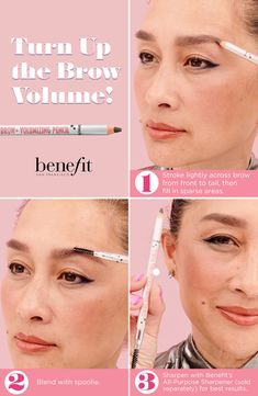 What is is: An easy-to-use, volumizing brow pencil that attaches to existing hairs to build depth and dimension and create lightweight volume.What it does: This weightless, transferproof formula is made with silky cotton-tree fibers that adhere to skin and hairs to volumize, fill and define. The result? Fuller-looking brows that look soft and natural and last all day! Includes spoolie for effortless blending.Research results:In a self-evaluation by 115 volunteers after one week:- 97% said brows Brow Hair Color, Benefit Gimme Brow, Benefit Brow, Gimme Brow, Bold Brows, Brow Color, Eyebrow Gel, Brow Shaping, Hair Shades