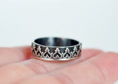 Princess crown ring, tiara ring, wedding ring, sterling silver crown ring, princess jewelry by designbygam on Etsy https://www.etsy.com/listing/219083965/princess-crown-ring-tiara-ring-wedding Classic Silver Jewelry With Crown Design, Elegant Silver Ring With Round Crown, Adjustable Crown Design Wedding Rings, Sterling Silver Rings With Crown Design For Anniversary, Silver Crown Design Jewelry For Promise, Sterling Silver Crown Design Jewelry For Wedding, Sterling Silver Crown Design Rings For Anniversary, Ornate Handmade Promise Ring, Elegant Engraved Ring With Oxidized Finish For Wedding