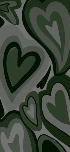 an abstract background with many hearts in green and grey colors on the bottom right corner