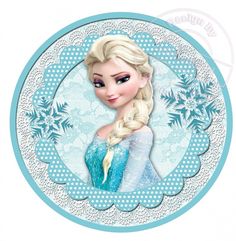 an image of a frozen princess with long hair and blue dress in a circular frame