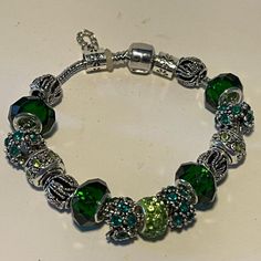 Green Beaded Women's Bracelet New!! Cubic Zirconia Bracelet, Shiny Silver, Boho Bracelets, Heart Bracelet, Womens Jewelry Bracelets, Bracelet Set, Fashion Bracelets, Womens Bracelets, Chain Bracelet